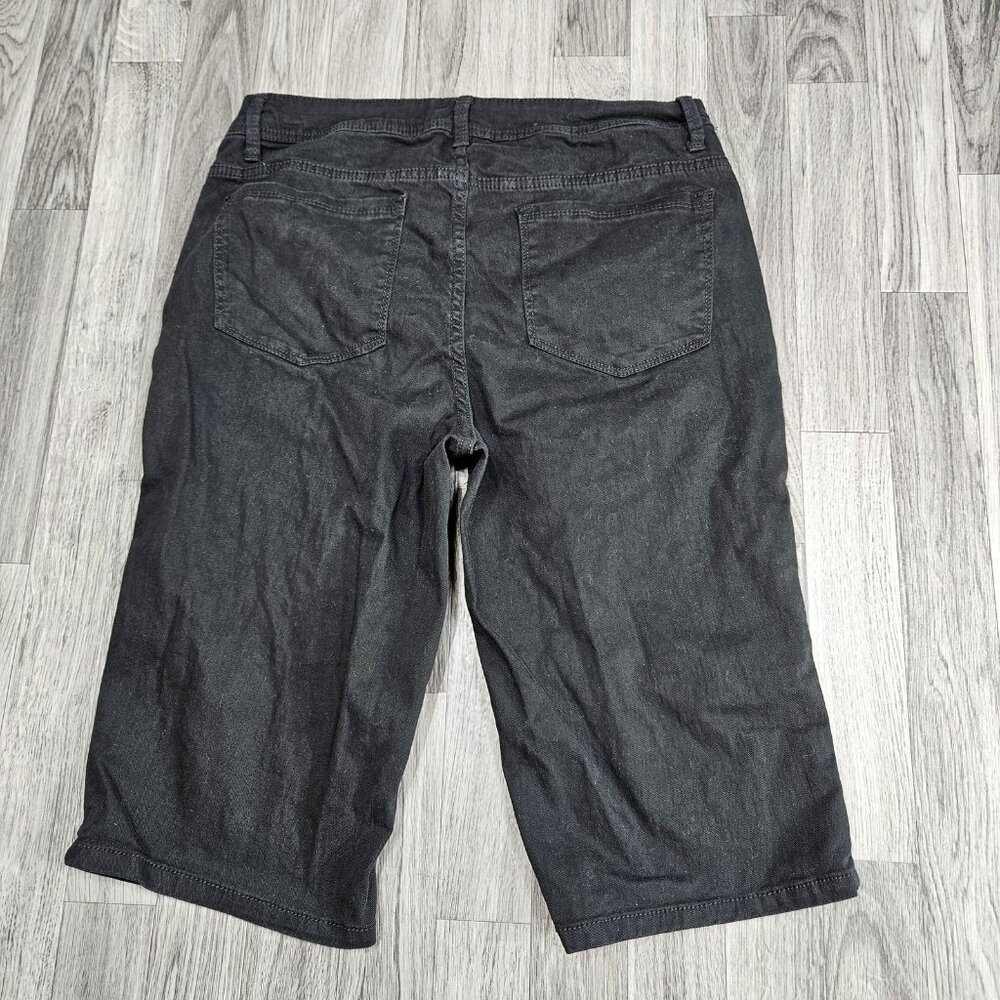 Faded Glory Denim Shorts Womens 12 Black Jean Bermuda Stretch Casual Summer - Picture 2 of 10